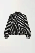 MICHAEL Michael Kors - Wrap-effect Metallic Striped Silk-blend Blouse - Black-0