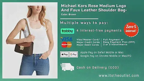 Michael Kors Rose Medium Logo And Faux Leather Shoulder Bag Color Brown
