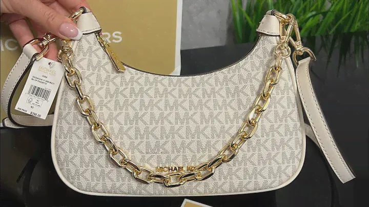 Распаковка сумки MICHAEL KORS Cora Medium Signature Logo Shoulder Bag (lt cream multi)