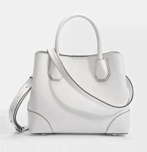 michael kors mercer gallery Medium Optic White Leather Purse Tote Handbag NWT