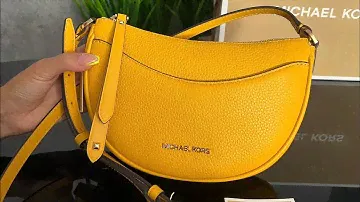 Распаковка сумки MICHAEL KORS Dover Small Leather Crossbody Bag (jasmine yellow)