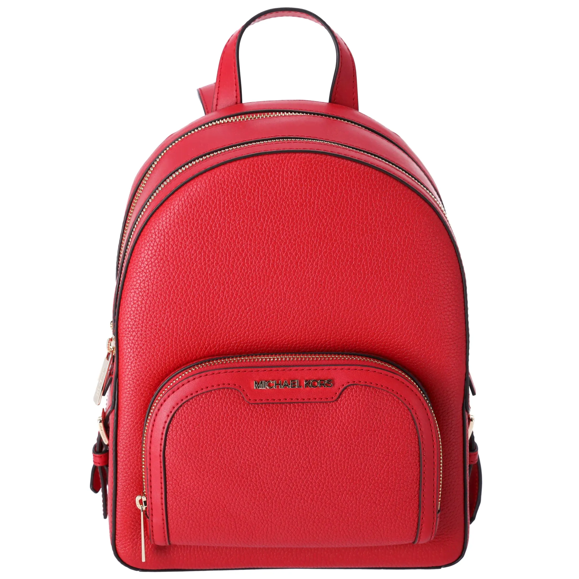 Michael Kors Abbey Jaycee Medium Backpack Bright Red Pebbled Leather-0
