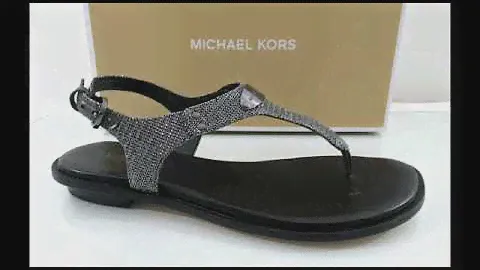 Michael Kors MK Plate Thong Flat T-Strap Sandals