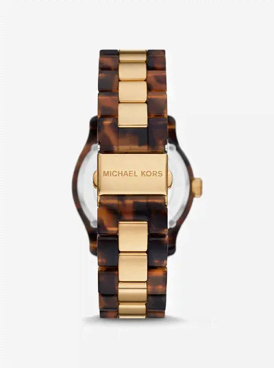 Часы Michael Kors Runway Gold-Tone and Tortoiseshell Acetate Watch, коричневый mk7354 | tortoise (mbz149818)-2