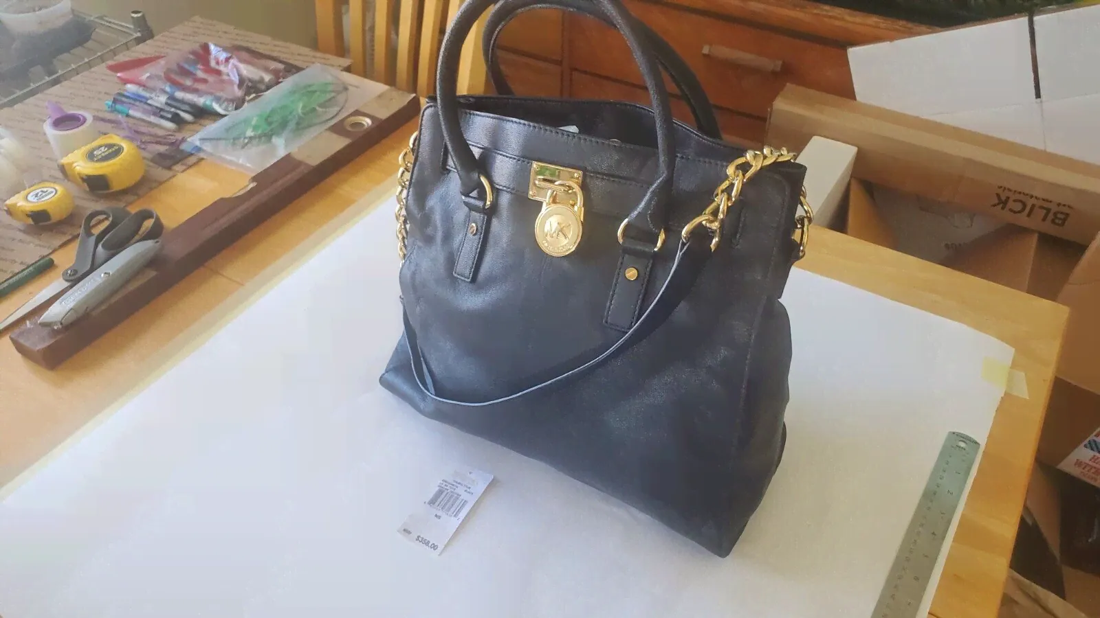 Michael Kors Hamilton Large Tote Handbag Black 885949716362-0