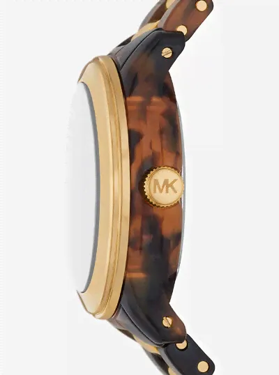 Часы Michael Kors Runway Gold-Tone and Tortoiseshell Acetate Watch, коричневый mk7354 | tortoise (mbz149818)-4