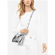 MICHAEL MICHAEL KORS Manhattan Small Crackled Metallic Leather Crossbody Bag Style# 30T9MNCM1M