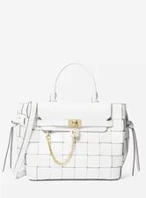Michael Kors Hamilton Legacy Large Woven Leather Belted Satchel