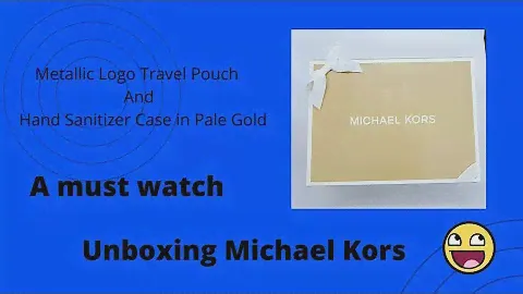 unboxing a gift from Michael kors//Metallic Logo Travel Pouch And Hand Sanitizer Case in Pale Gold