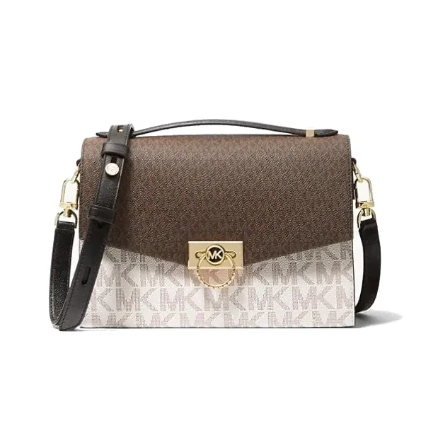 Сумка Michael Kors Hendrix Medium Two-tone Logo Messenger Bag – Brown/White