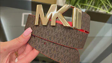 Распаковка ремня MICHAEL KORS Reversible Logo And Leather Waist Belt (brown/crimson)