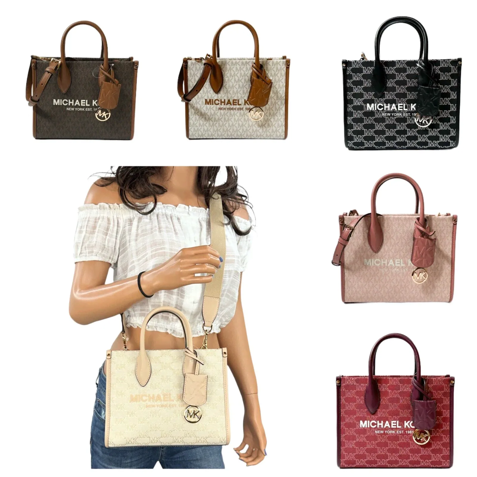 michael kors mirella SMALL SHOPPER TOP ZIP CROSSBODY SATCHEL BAG PURSE-0