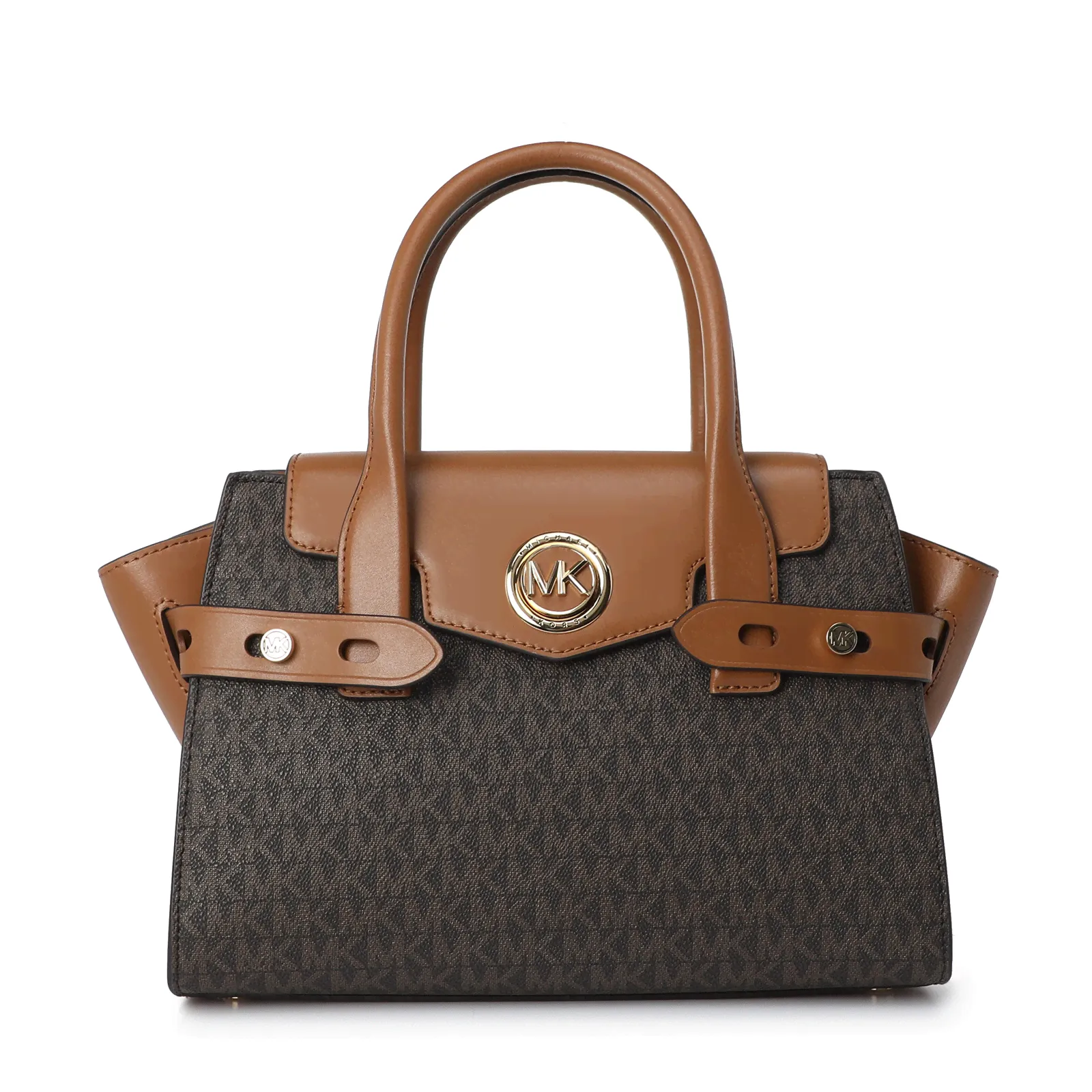 СУМКА MICHAEL KORS CARMEN MEDIUM FLAP SATCHEL CROSSBODY BROWN MK SIGNATURE-0