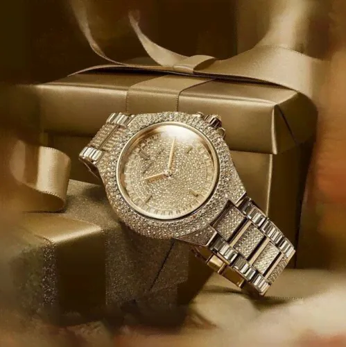 Michael Kors Camille Gold Pave Dial Stainless Steel Quartz Ladies Watch MK5720-0