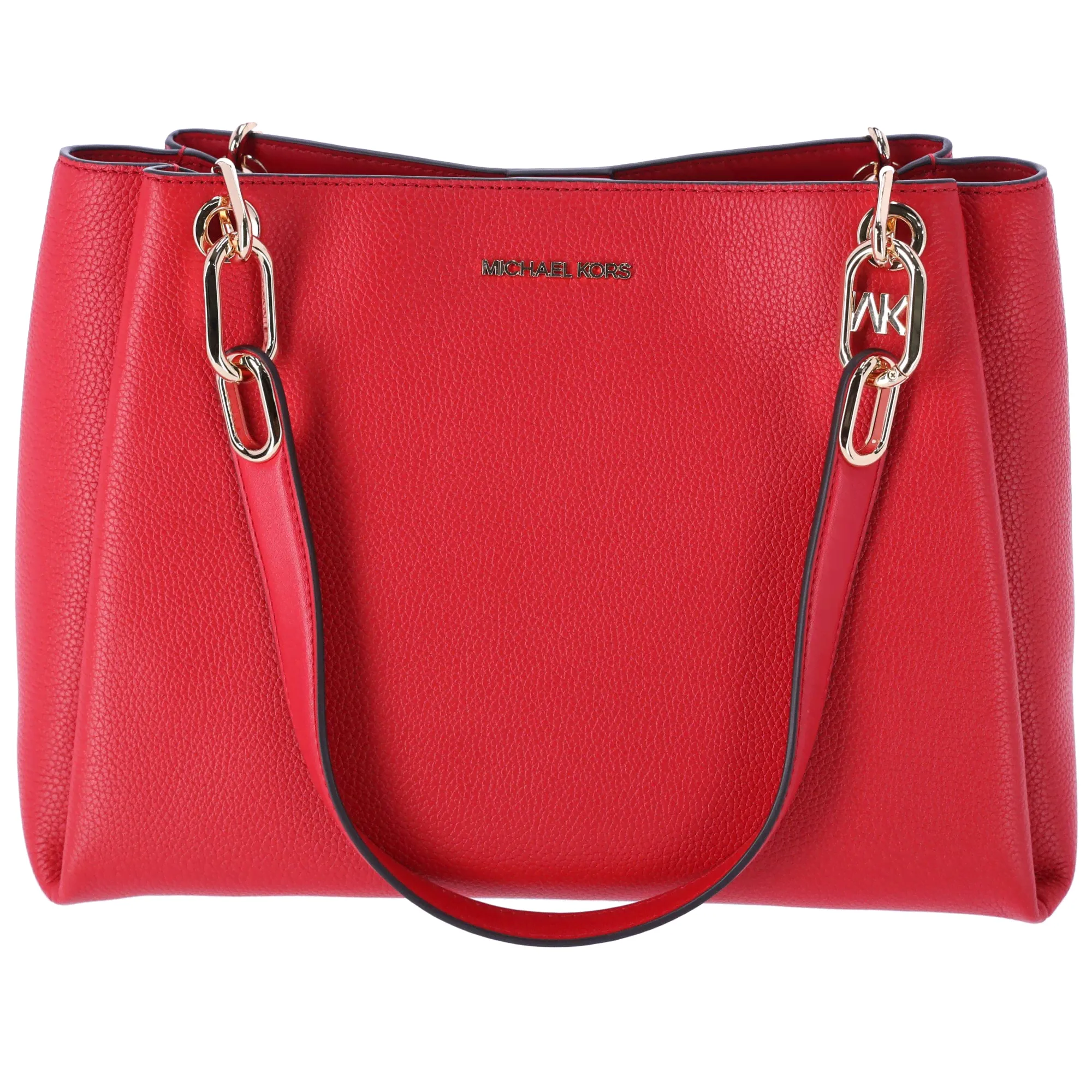 Michael Kors Trisha Large Triple Gusset Compartment Shoulder Tote Bright Red-0
