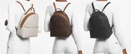 Michael Kors Sheila Medium Logo Backpack Brown Vanilla Black $498 NWT Packed